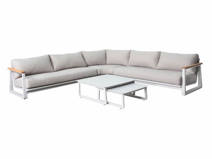 Ensemble panoramique Leather II (méridiennes droite/gauche + angle + 2 tables basses)