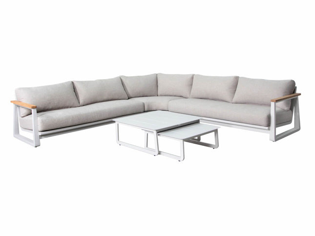 Ensemble panoramique Leather II (méridiennes droite/gauche + angle + 2 tables basses)