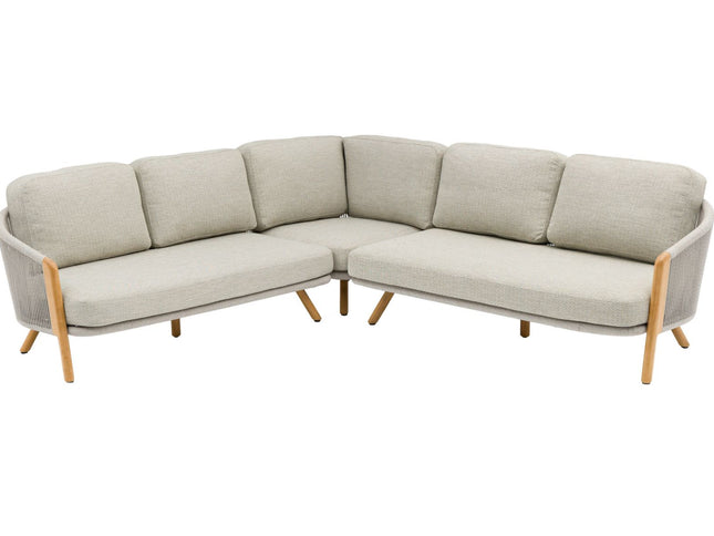 Ensemble panoramique Even – Salon d’angle extérieur aluminium, résine et teck FSC®