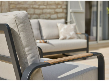 Ensemble détente Colibri – Salon de jardin aluminium (2 fauteuils + canapé 2 places)