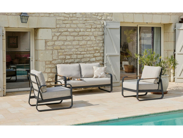 Ensemble détente Colibri – Salon de jardin aluminium (2 fauteuils + canapé 2 places)