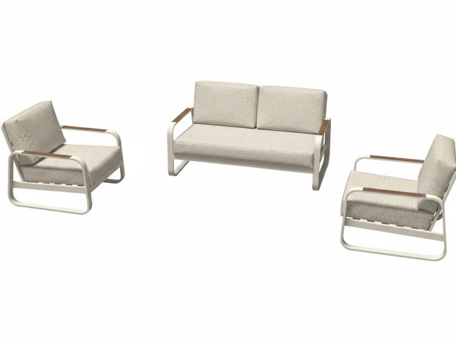 Ensemble détente Colibri – Salon de jardin aluminium (2 fauteuils + canapé 2 places)