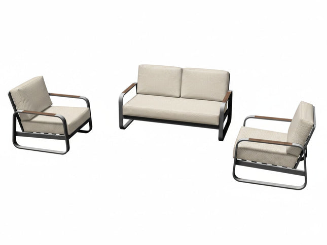 Ensemble détente Colibri – Salon de jardin aluminium (2 fauteuils + canapé 2 places)