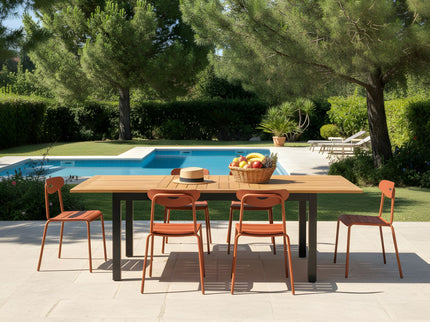 Table Madagascar 180/260 cm – Table de jardin extensible plateau teck FSC®