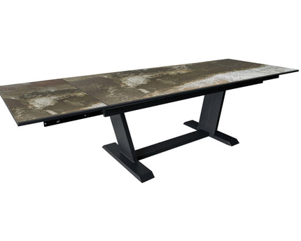 Table Amber 180/230/280 cm, plateau Dekton®. Châssis Graphite