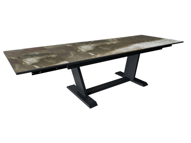 Table Amber 180/230/280 cm, plateau Dekton®. Châssis Graphite